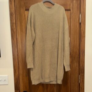 Women’s Crewneck Knit Sweater dress - Tan